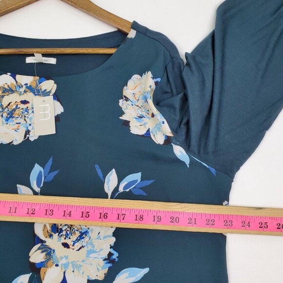 Maurices Chiffon Blouse Womens Size 2XL Teal Floral Long Sleeve Boho Fairy NWT - Picture 14 of 15